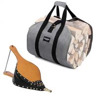 Amagabeli GARDEN & HOME Amagabeli Firewood Carrier Tote Waxed Canvas Log Tote Bundle Wood Fireplace Bellows 19x 8 Large