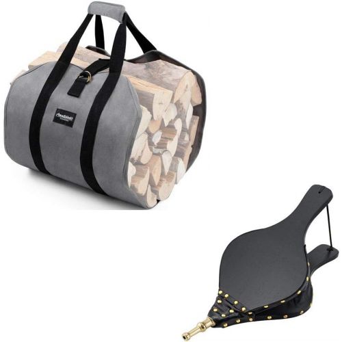  Amagabeli GARDEN & HOME Amagabeli Firewood Carrier Tote Waxed Canvas Log Tote Bundle Fireplace Bellows 17x 7.5 Large