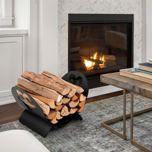  Amagabeli GARDEN & HOME Amagabeli Fireplace Screen with Doors Bundle Fireplace Log Holder Firewood Basket