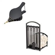 Amagabeli GARDEN & HOME Amagabeli Fireplace Bellows 17x 7.5 Large Bundle 30.7in Tall Firewood Rack with 4 Tools