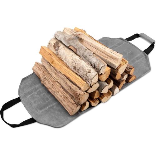  Amagabeli GARDEN & HOME Amagabeli Large Gold Fireplace Screen 4 Panel Bundle Firewood Carrier Tote Waxed Canvas Log Tote