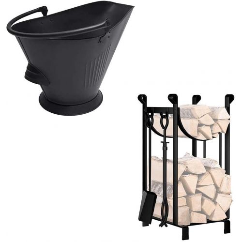  Amagabeli GARDEN & HOME Amagabeli Bucket for Fireplace Assembled Pellet Bundle 30.7in Tall Fireplace Log Rack with 4 Tools