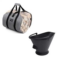 Amagabeli GARDEN & HOME Amagabeli Firewood Carrier Tote Waxed Canvas Log Tote Bundle Bucket for Fireplace
