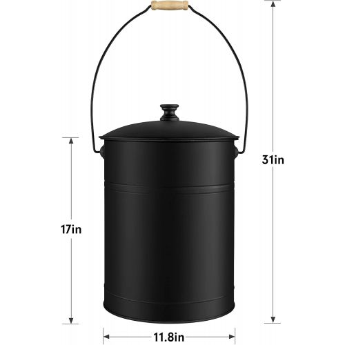  Amagabeli GARDEN & HOME Amagabeli Ash Bucket with Lid Outdoor and Indoor Coal Bucket for Fireplace Medium Fire Bucket Metal Ash Can for Grill Charcoal Bucket Essential Tools for Fireplace Fire Pit Wood Bu