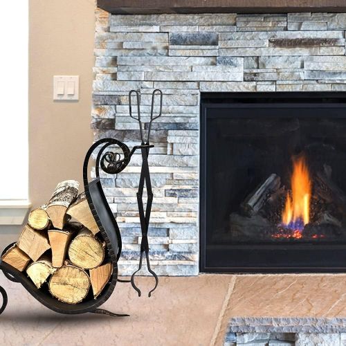  Amagabeli GARDEN & HOME Amagabeli Firewood Tongs Log Grabber 26 for Fire Pit Campfire Firepit Bonfire Fireplace Heavy Duty Wrought Iron Claw Large Outside Outdoor Indoor Long Wood Stove Fire Place Tools A