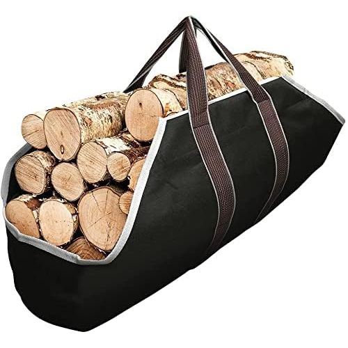 Amagabeli GARDEN & HOME Amagabeli Large Canvas Firewood Carrier Log Tote Bag Indoor Fireplace Log Carrier Holders Woodpile Rack Fire Wood Carrying Outdoor Tubular Birchwood Stand by Hearth Stove Tools Set