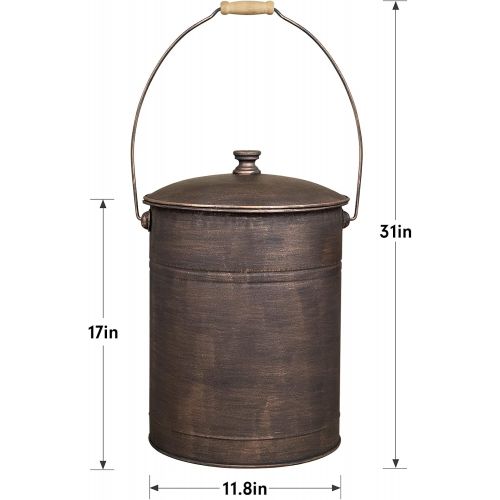  Amagabeli GARDEN & HOME Amagabeli Ash Bucket with Lid Outdoor and Indoor Coal Bucket for Fireplace Medium Fire Bucket Metal Ash Can for Grill Charcoal Bucket Essential Tools for Fireplace Fire Pit Wood Bu