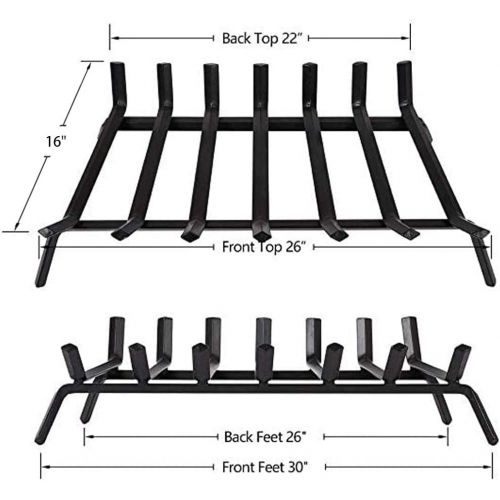  Amagabeli GARDEN & HOME Amagabeli Black Wrought Iron Fireplace Log Grate 30 inch Wide Heavy Duty Solid Steel Indoor Chimney Hearth 3/4 Bar Fire Grates for Outdoor Kindling Tools Pit Wood Stove Firewood Bu