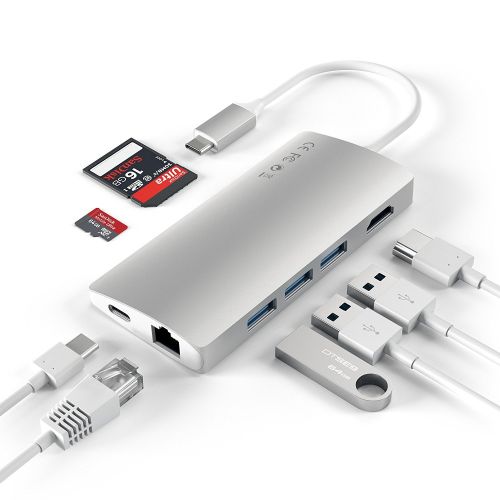  AMALEN Amalen Aluminum Multi-Port Adapter V2-4K HDMI (30Hz), Gigabit Ethernet, USB-C Pass-Through, SDMicro Card Slots, USB 3.0 for 20162017 MacBook Pro, 201520162017 MacBook and More