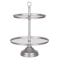 AMALFI DEECOR Amalfi Decor 2 Tier Dessert Cupcake Stand with Mirror Tops, Pastry Candy Cookie Tower Holder Plate for Wedding Event Birthday Party, Modern Round Metal Pedestal Tray, Rose Gold
