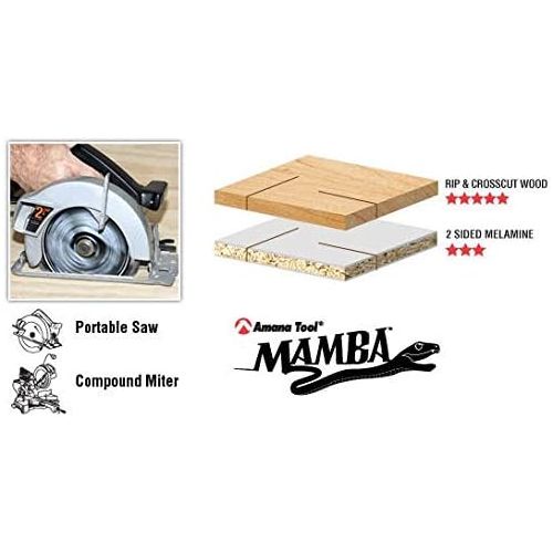  Amana Tool MA8560 Carbide Tipped Thin Kerf Fine Cut Mamba Contractor Series 8-1/2 Inch D x 60T, ATB+F, 8 Deg, 5/8 Bore Circular Saw Blade