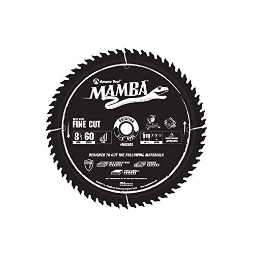  Amana Tool MA8560 Carbide Tipped Thin Kerf Fine Cut Mamba Contractor Series 8-1/2 Inch D x 60T, ATB+F, 8 Deg, 5/8 Bore Circular Saw Blade