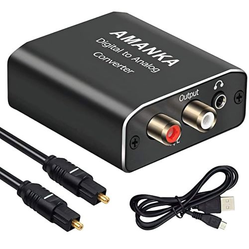  AMANKA Audio Digital to Analog Converter, DAC Coaxial Optical to Analog Stereo L/R RCA Audio Converter Optical to 3.5mm Jack Audio Adapter with Optical Cable Compatible with Xbox H