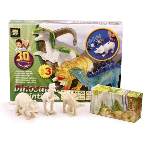  AMAV Toys 3D Painting-Dinosaurs Arts & Crafts for Kids Age 4+. 6 Colors to Paint with for Dinosaur Lovers & A Perfect Artistic Activity. Ideal Gift