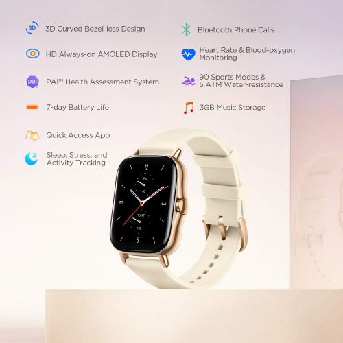  [아마존베스트]Amazfit GTS 2 Smart Watch with Bluetooth Call Function Fitness Tracker with Blood Oxygen Measurement 3D Curved Design Display 3 GB Music Memory for Men and Women