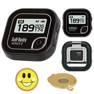 AMBA7 GolfBuddy Voice 2 Golf GPS/Rangefinder Bundle with Magnetic Hat Clip Ball Marker (Smiley Face)
