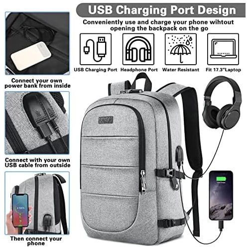  [아마존베스트]Travel Laptop Backpack, AMBOR 15.6-17.3 Inch Anti Theft Business Backpack with USB Charging Port and Headphone Interface,Large Computer Backpack School Daypack Backpack for Women a