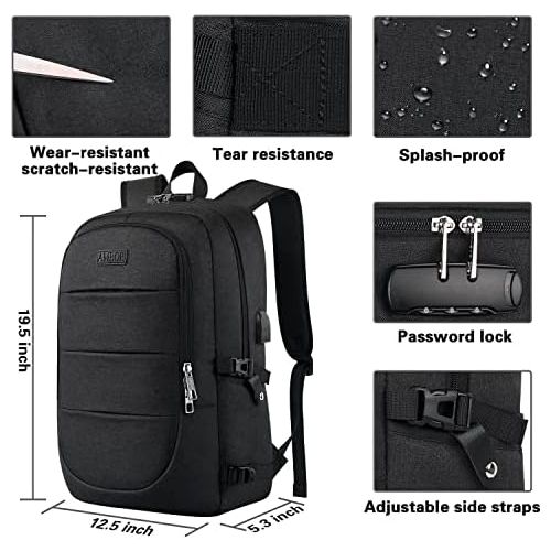  [아마존베스트]AMBOR Travel Laptop Backpack, Anti Theft Business Laptop Backpack with USB Charging Port and Headphone Interface fits Under 17.3 Laptop, for College Student Work Men & Women