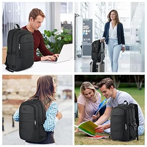  [아마존베스트]AMBOR Travel Laptop Backpack, Anti Theft Business Laptop Backpack with USB Charging Port and Headphone Interface fits Under 17.3 Laptop, for College Student Work Men & Women