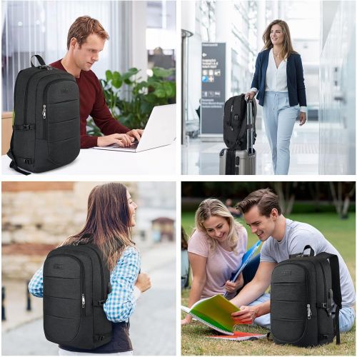  [아마존베스트]AMBOR Travel Laptop Backpack, Anti Theft Business Laptop Backpack with USB Charging Port and Headphone Interface fits Under 17.3 Laptop, for College Student Work Men & Women