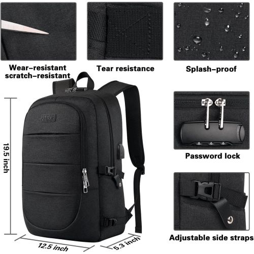  [아마존베스트]AMBOR Travel Laptop Backpack, Anti Theft Business Laptop Backpack with USB Charging Port and Headphone Interface fits Under 17.3 Laptop, for College Student Work Men & Women