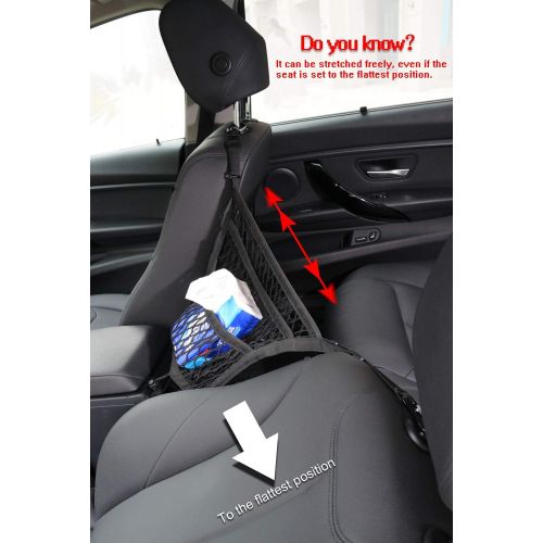  AMEIQ 3-Layer Car Mesh Organizer, Seat Back Net Bag, Barrier of Backseat Pet Kids, Cargo Tissue Purse Holder, Driver Storage Netting Pouch. (3 optional styles)