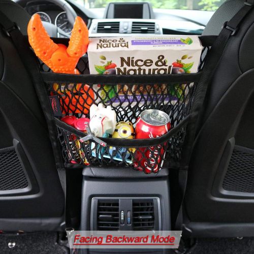  AMEIQ 3-Layer Car Mesh Organizer, Seat Back Net Bag, Barrier of Backseat Pet Kids, Cargo Tissue Purse Holder, Driver Storage Netting Pouch. (3 optional styles)