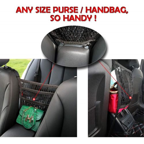  AMEIQ 3-Layer Car Mesh Organizer, Seat Back Net Bag, Barrier of Backseat Pet Kids, Cargo Tissue Purse Holder, Driver Storage Netting Pouch. (3 optional styles)