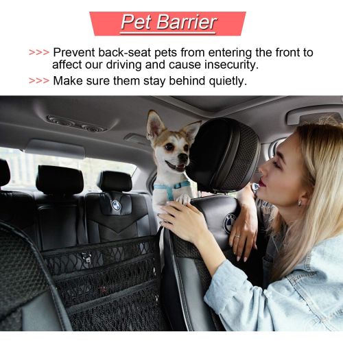  AMEIQ 3-Layer Car Mesh Organizer, Seat Back Net Bag, Barrier of Backseat Pet Kids, Cargo Tissue Purse Holder, Driver Storage Netting Pouch. (3 optional styles)