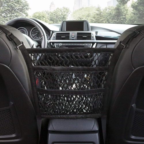  AMEIQ 3-Layer Car Mesh Organizer, Seat Back Net Bag, Barrier of Backseat Pet Kids, Cargo Tissue Purse Holder, Driver Storage Netting Pouch. (3 optional styles)