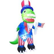 AMENON Dinosaur Inflatable for 4th of July Party Yard Decorations 4 Ft Uncle Sam Dino with American Flag Blow Up Patriotic Decor LED Lighted Indoor Outdoor Holiday Independence Day