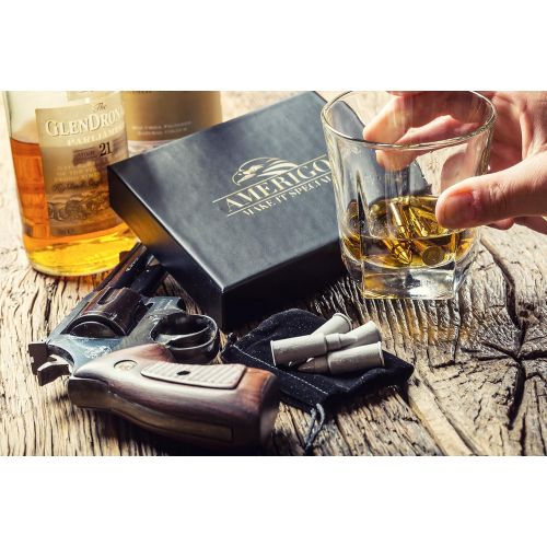  [아마존베스트]Amerigo Whiskey Stones Bullets with High Cooling Technology - Stainless Steel Whiskey Bullets - Reusable Ice cubes - Best Gift for Men - Set of 6 Whiskey Ice Cubes + Ice Tongs - Whiskey St