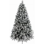 AMERIQUE 691322305593 8 FEET Premium Artificial Full Body Shape Christmas Tree with Metal Stand, Heavily Flocked Snow, Unlit, Snowy