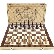 [아마존핫딜][아마존 핫딜] AMEROUS Chess Set, 15x15 Folding Magnetic Wooden Standard Chess Game Board Set with Wooden Crafted Pieces and Chessmen Storage Slots