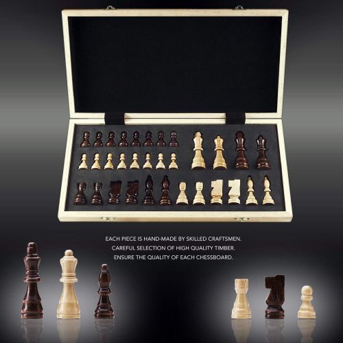  [아마존핫딜][아마존 핫딜] AMEROUS Chess Set, 15x15 Folding Magnetic Wooden Standard Chess Game Board Set with Wooden Crafted Pieces and Chessmen Storage Slots