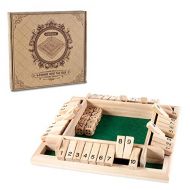 AMEROUS 1-4 Players Shut The Box Dice Game,Classic 4 Sided Wooden Board Game with 10 Dice and Shut-The-Box Instructions for Kids Adults, Classics Tabletop Version and Pub Board Gam