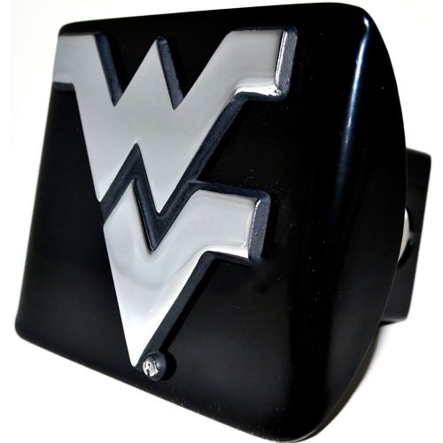  AMG West Virginia Mountaineers Black Metal Trailer Hitch Cover with Chrome Metal Logo (For 2 Receivers)