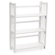 AMGS 3-tier Folding Bookcase Shelf Ladder Small White Wooden Wood Origami Stackable Corner Children’s Wall & e-book by Amglobalsupplies