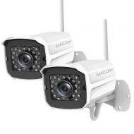 AMICCOM Outdoor Security Camera (2 Pack), 1080p IP Cam 2.4G IP66 Waterproof Night Vision Surveillance System with Two-Way Audio, Motion Detection, Activity Alert, Deterrent Alarm - iOS, An