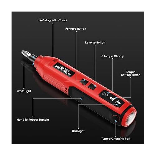  AMIR Cordless Electric Screwdriver, Mini Power Precision Screwdriver Set, Rechargeable Electric Screwdriver Kit with LED Lights, Power Screwdriver Cordless for Work