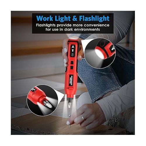  AMIR Cordless Electric Screwdriver, Mini Power Precision Screwdriver Set, Rechargeable Electric Screwdriver Kit with LED Lights, Power Screwdriver Cordless for Work