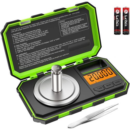  AMIR (New Version) Professional Digital Mini Scale, 20g-0.001g Pocket Scale, Electronic Smart Scale with 20g calibration weight (Battery/Tweezers Included)