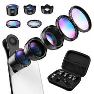 [Upgraed Version] AMIR Phone Camera Lens, 5 in 1 Cell Phone Lens Kit, 15X Macro Lens + 0.6X Wide Angle Lens, 185°Fisheye Lens + CPL + Starburst Lens for iPhone X877 Plus6s & Sa