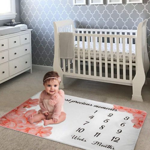  AMIS Best goods AMIS BG Baby Monthly Milestone Blanket Girl Photo Prop Newborn - Fleece Large 60x40 Milestone Chalkboard Sign, Marker and Frame Included, Photography Background Baby Shower Gift