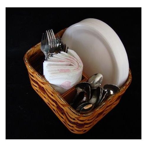  AMISH WARES Basket - Napkin and Silverware - Amish Hand Woven Napkin and Silverware Basket Great for Picnics or Organization of Other Items. The Basket Can Be Used to Hold Scissors, Glue, and