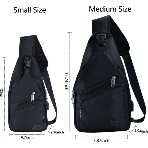  AMJ Sling Bag for Men Women Shoulder Backpack Chest Bags Crossbody Daypack with USB Cable for Hiking Camping Outdoor Trip