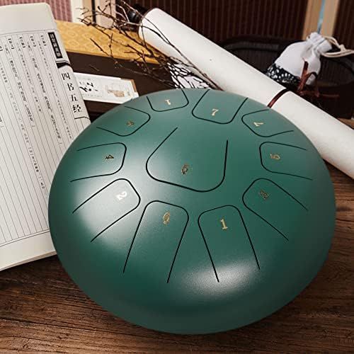  [아마존베스트]Amkoskr 12 Inch 30 cm Steel Tongue Drum 11 Notes Percussion Instrument Hand Drum Hand Pan Drum with Drum Beaters / Carry Bag (Yellow)