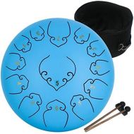 [아마존베스트]Amkoskr Steel Tongue Drum 12 Inch 13 Notes Percussion Instrument Hand Drum Handpan Drum with Drum Beaters / Carry Bag (Blue missing)