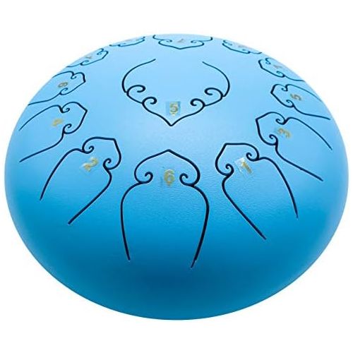  [아마존베스트]Amkoskr Steel Tongue Drum 12 Inch 13 Notes Percussion Instrument Hand Drum Handpan Drum with Drum Beaters / Carry Bag (Blue missing)