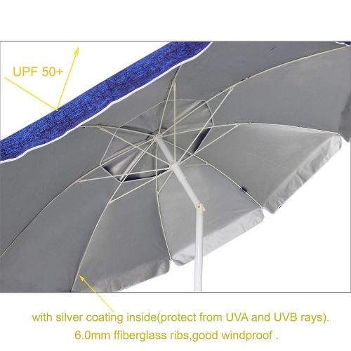  AMMSUN 6.5 ft Outdoor Patio Beach Umbrella Sun Shelter with Tilt Air Vent Carry Bag